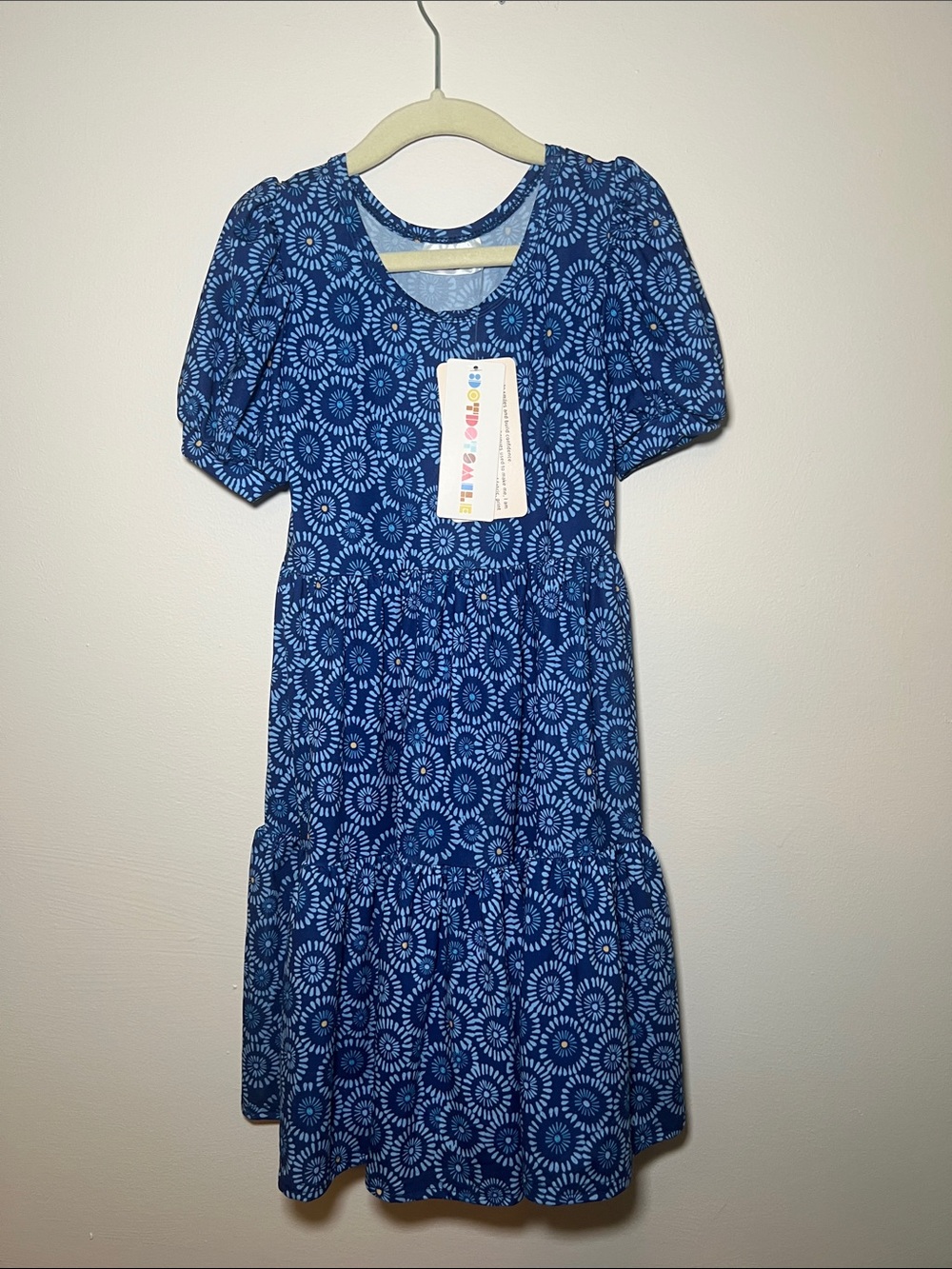 Dot Dot Smile Navy Blue Floral Tiered Dress for Kids